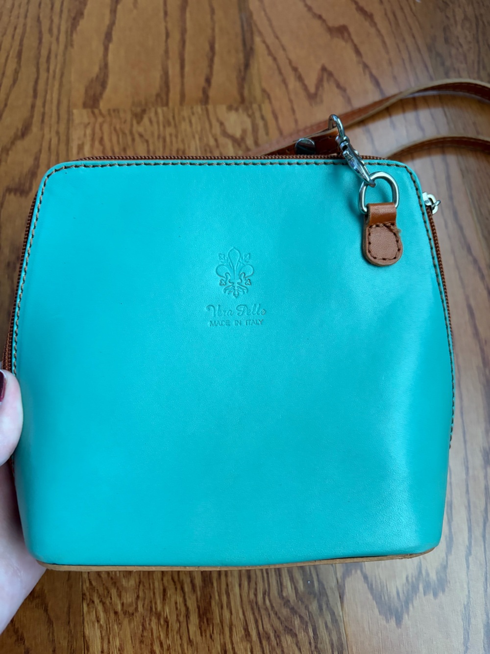 Teal Crossbody Leather Bag from Italy - Stylish Everyday Bag - Picture 2 of 7